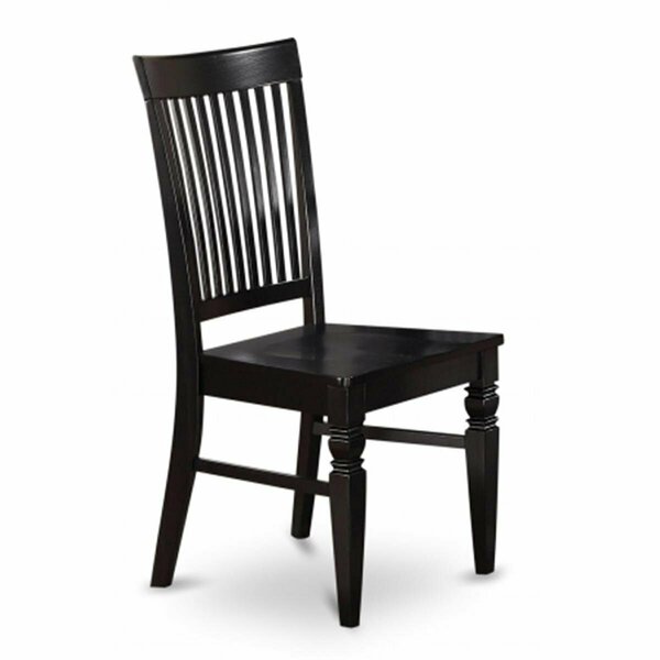 East West Furniture Weston Dining Chair with Wood Seat in Black Finish WEC-BLK-W